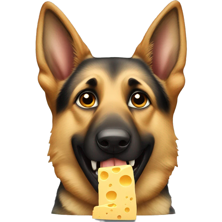 German shepherd eating cheese block  emoji