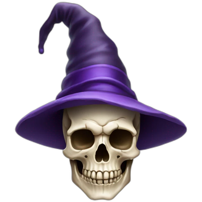 Human skull with a wizard hat emoji