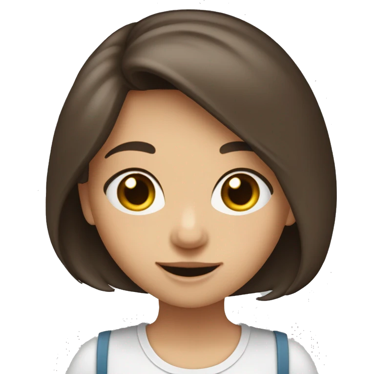 Blasses Mädchen mit langen dunkelbraunen glatte Haaren emoji