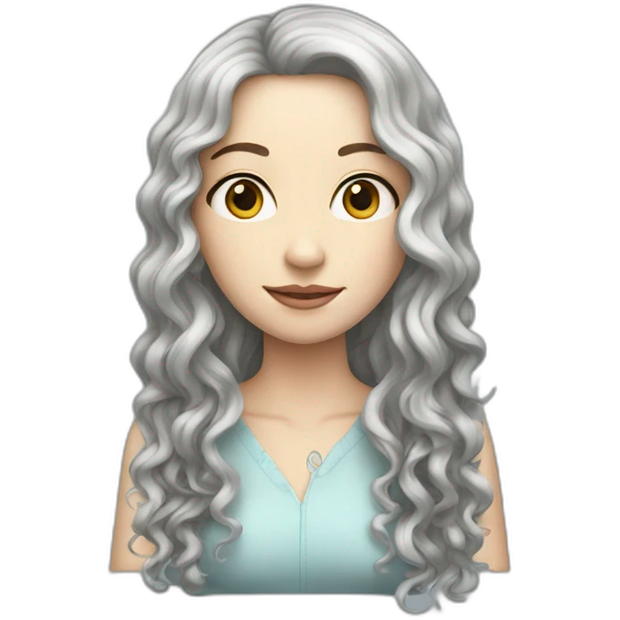 Very Thin pale woman very long black hair curly  emoji