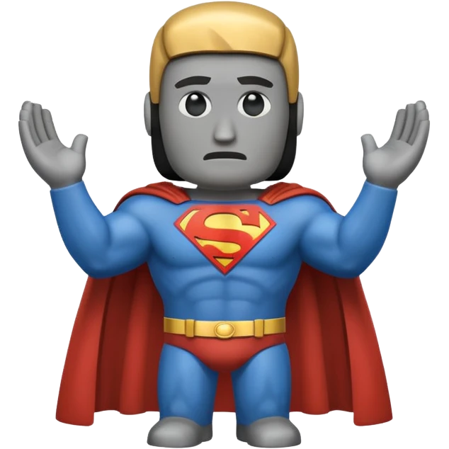 a moai emoji with a superman cape emoji