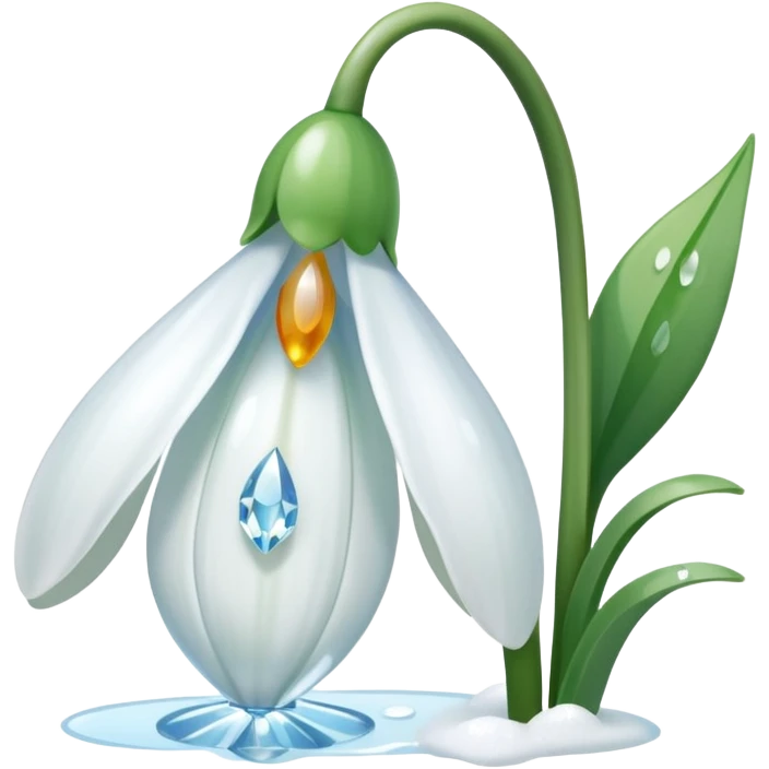 A pinterest magical snowdrop flower with a crystal  emoji