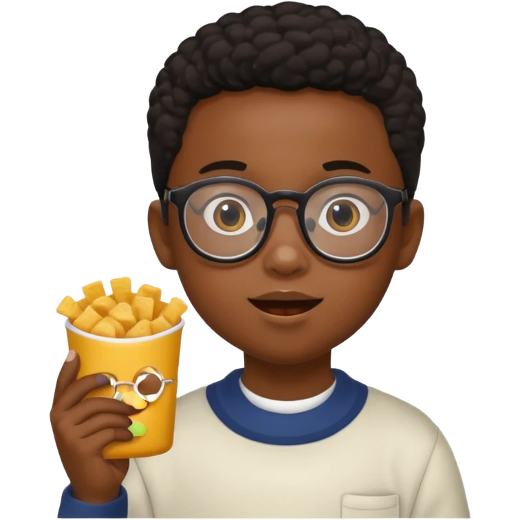snack holding black kid with glasses emoji