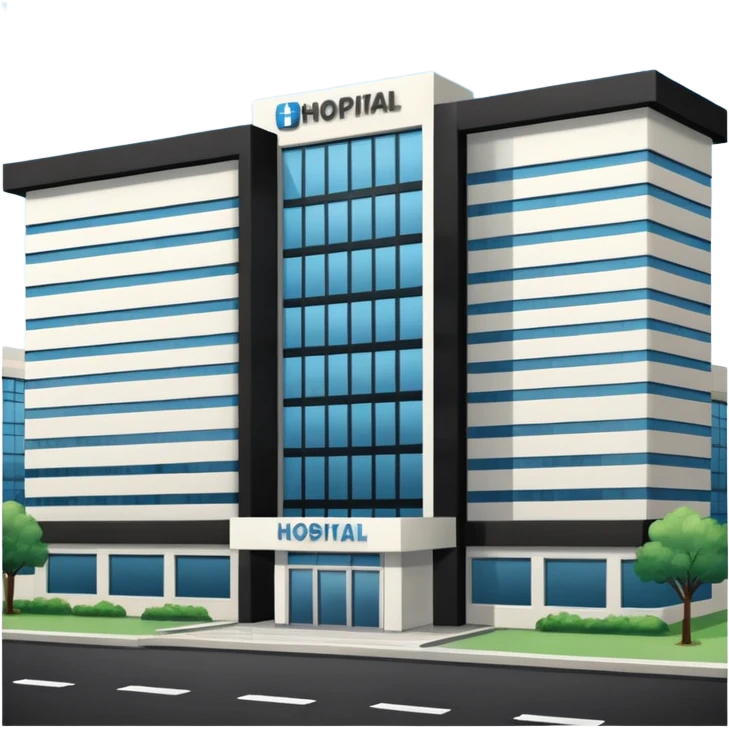 hospital outside, with text hospital emoji