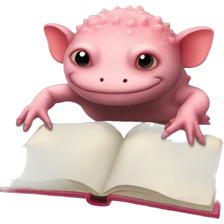 Axolotl doing homework emoji
