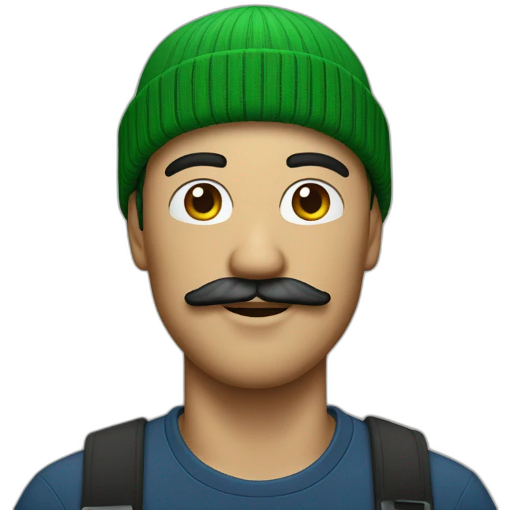 man with green beanie hat and mustache emoji