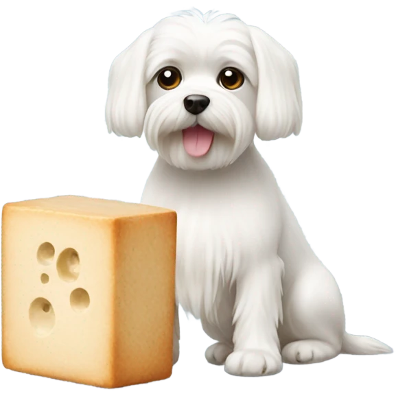 Maltese dog with a block of tofu emoji