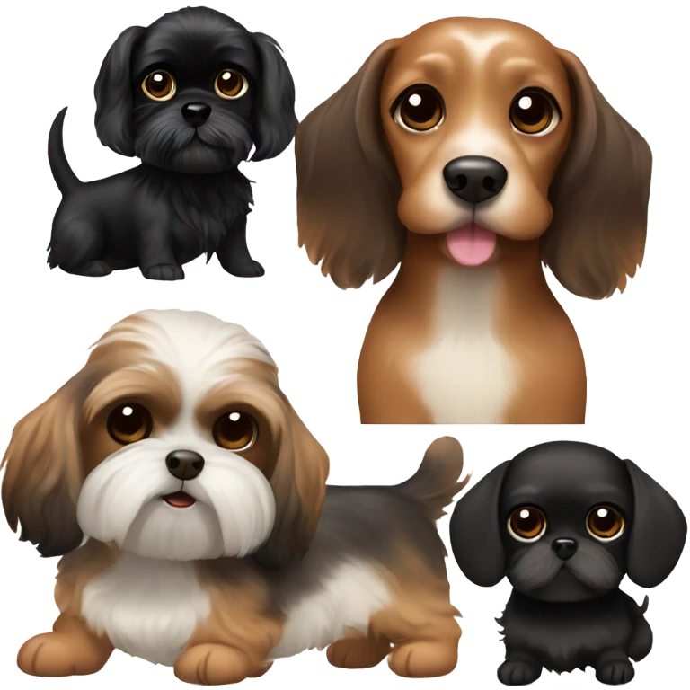 Brown Dachshund and black shih tzu  emoji