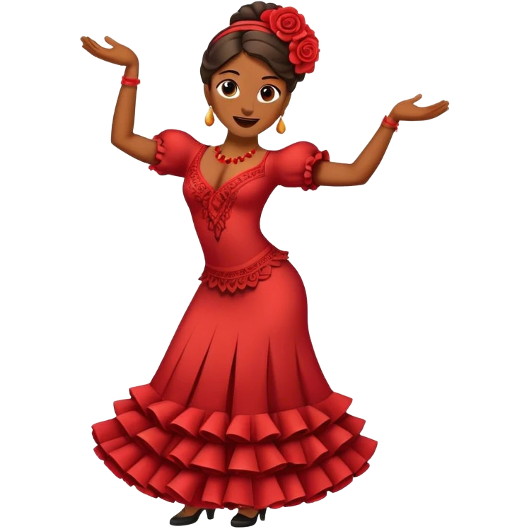 Cinematic Realistic Flamenco Pop Culture Emoji, featuring an expressive portrayal of traditional Spanish dance rendered with dynamic textures and passionate, vibrant lighting. emoji