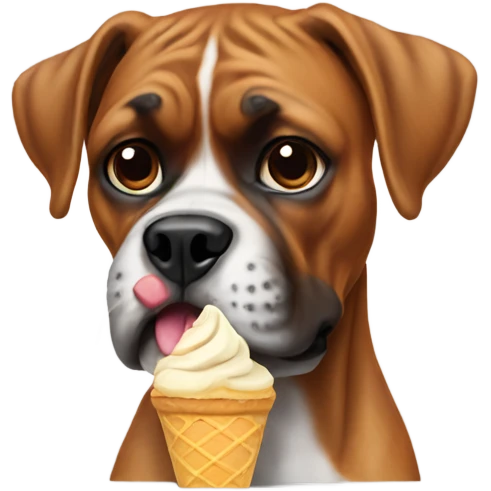 Boxer Dog eating icecream emoji