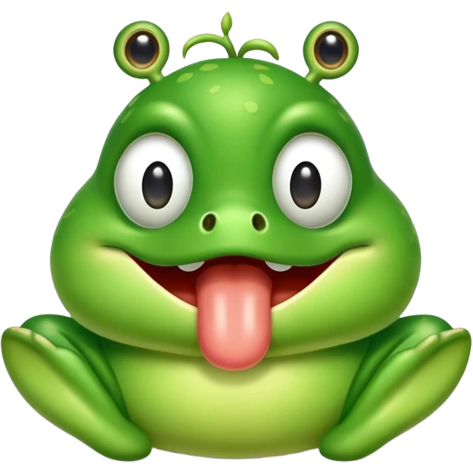 Una rana sacando la lengua en forms de burla  emoji