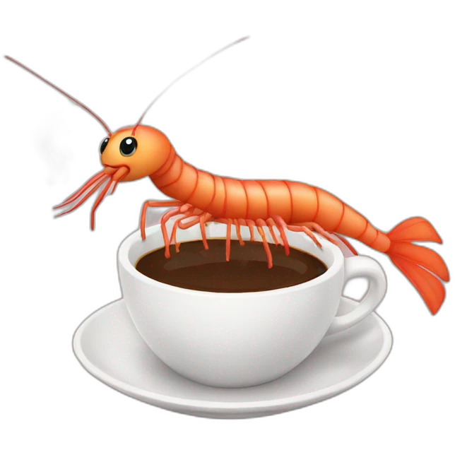 cute shrimp drinking coffee emoji