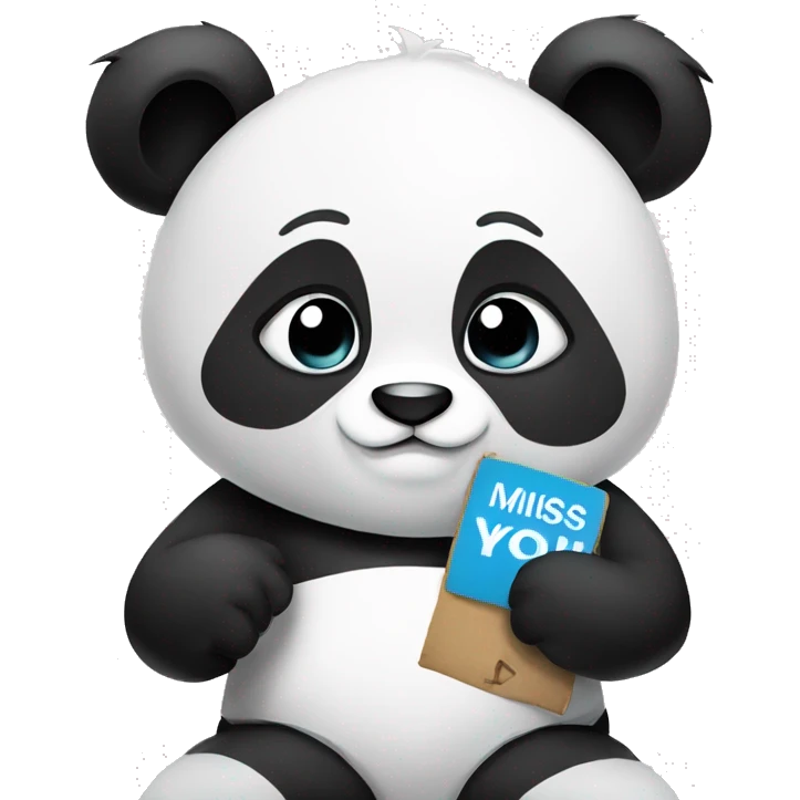 panda holding sign that says ‘ i miss you’ emoji
