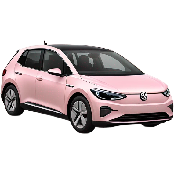 Light pink Volkswagen id.3 from the front emoji