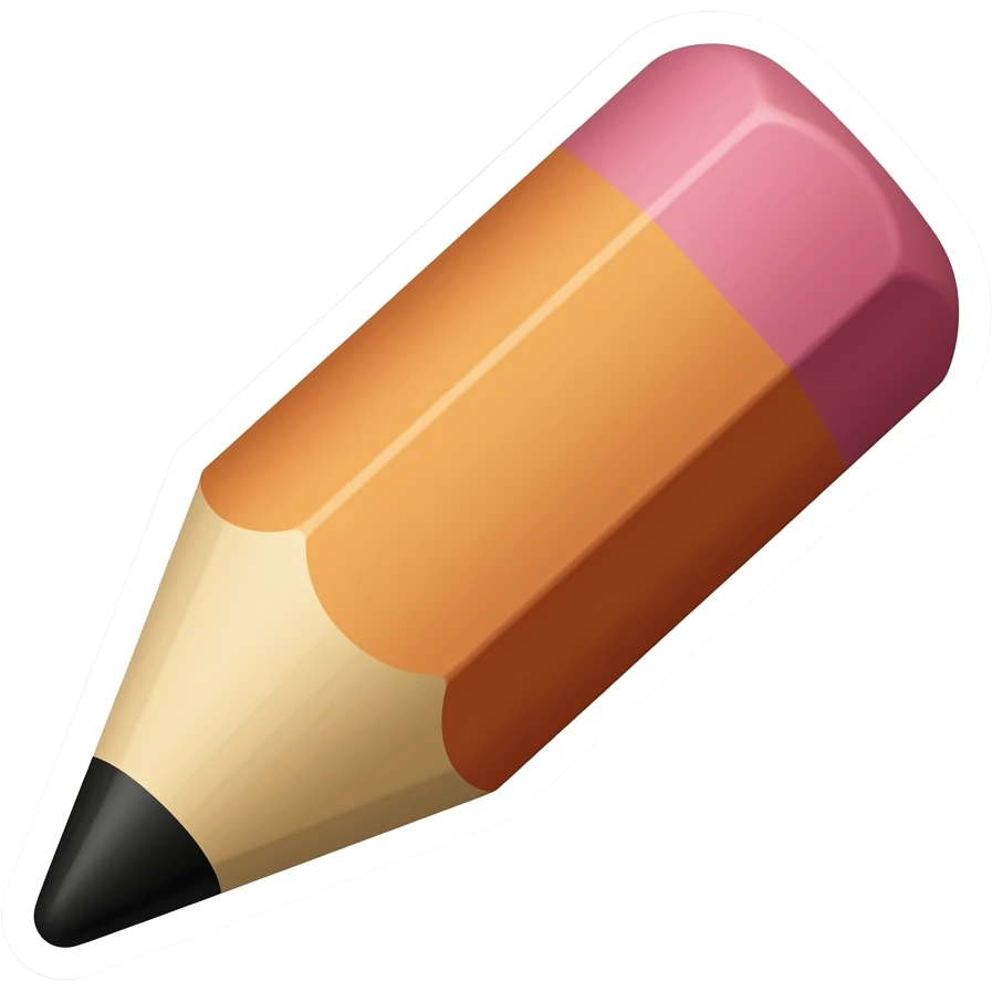 Simple and minimalistic sticker of a pencil tip, white outline, smooth gradients or solid colours emoji