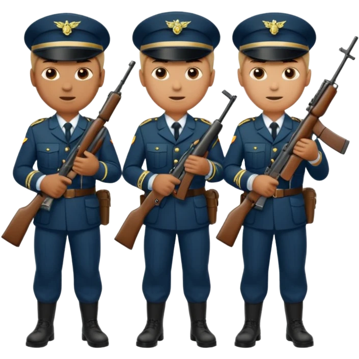 Thousand of gun men standing up emoji