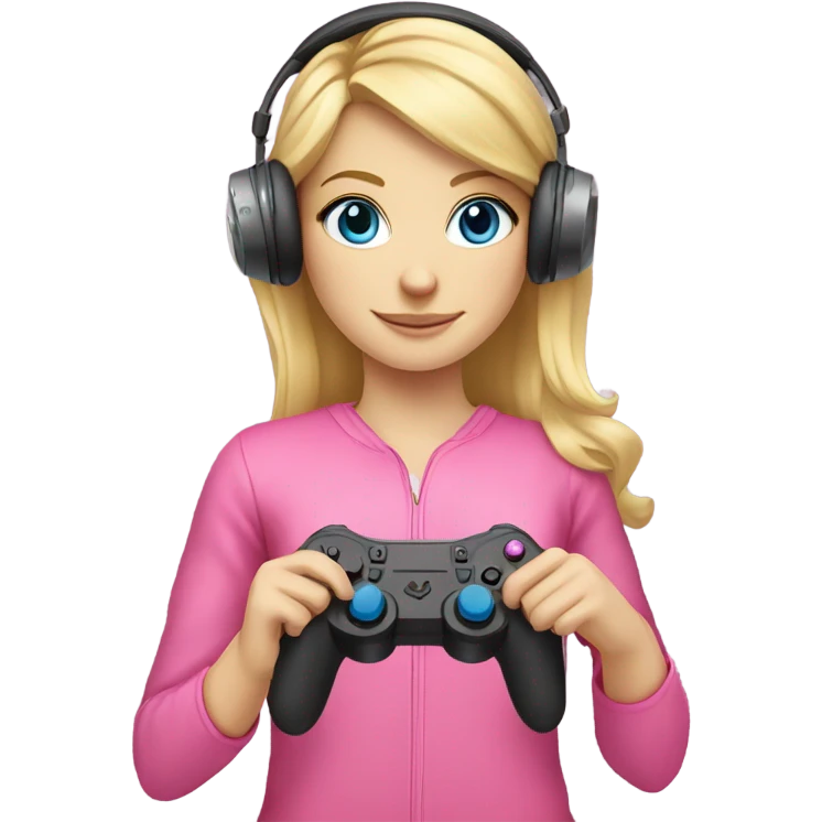blonde hair blue eyed gamer girl pink  emoji