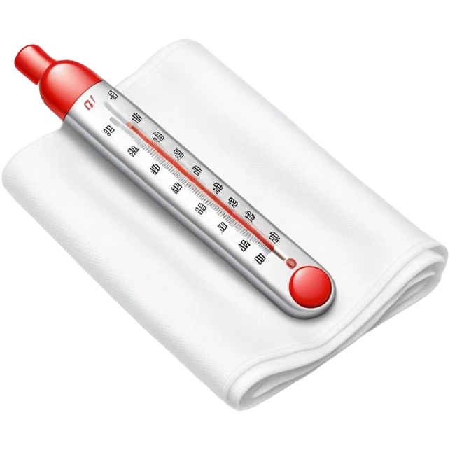 digital thermometer resting on top of folded clean gauze pad emoji