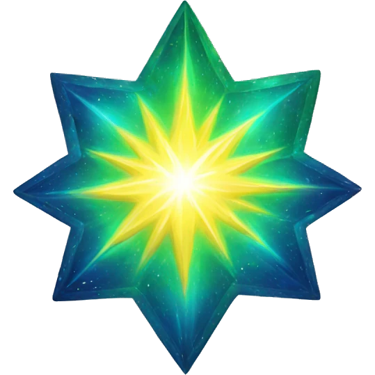 Yellow blue and green aura star  emoji