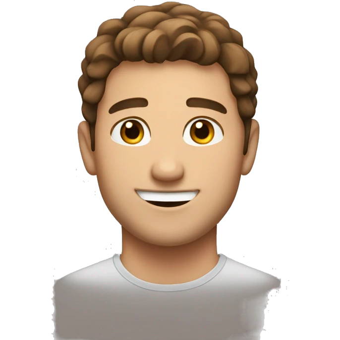 Handsome man with Brown hair with cute smile emoji