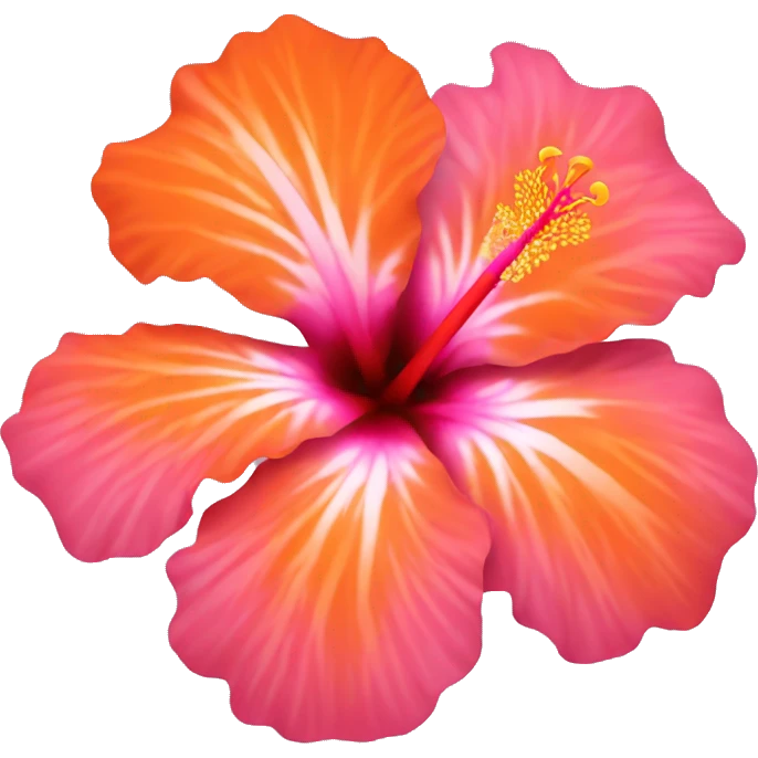 Pink and orange hibiscus flower emoji