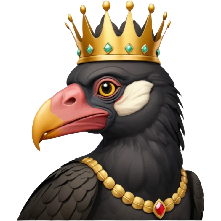 old black king vulture wearing crown looking ahead emoji