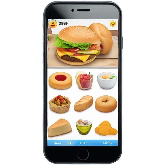smartphone screen showing the number of calories. emoji