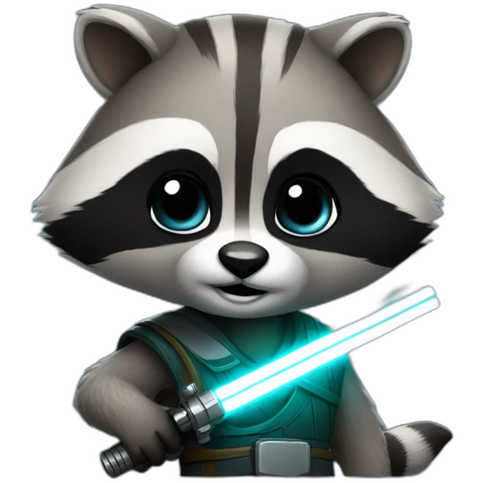 racoon with a lightsaber emoji
