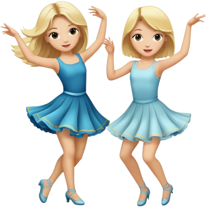 Two  realistic blonde headed girls dancing  emoji
