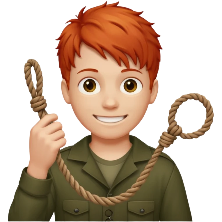 red headed boy holding a noose  emoji