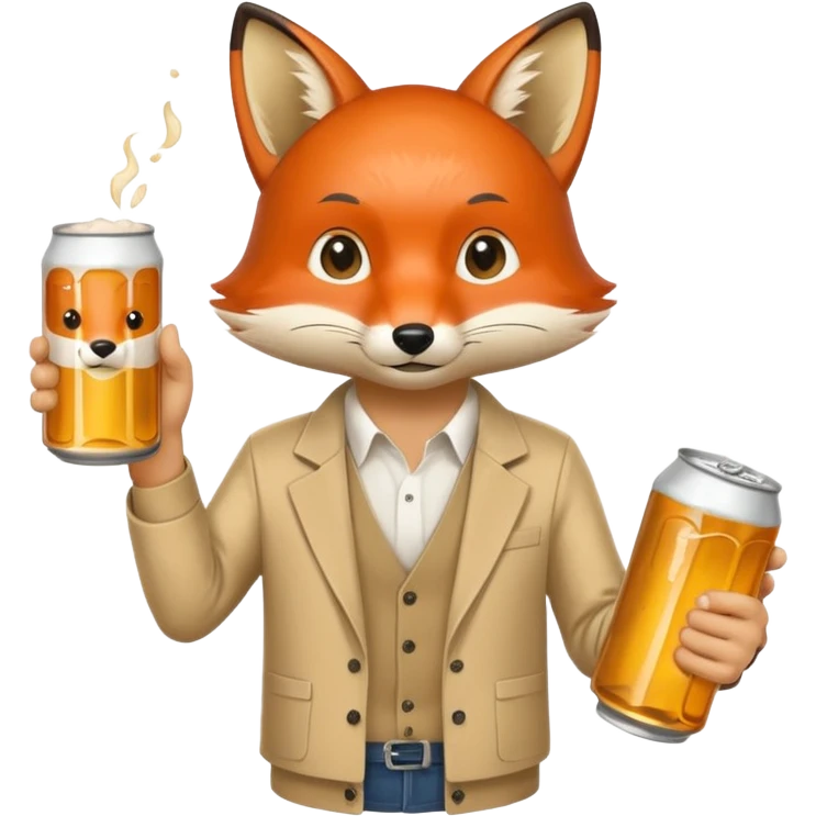 Un renard style manga qui tien une bierre marqué pmu sama emoji