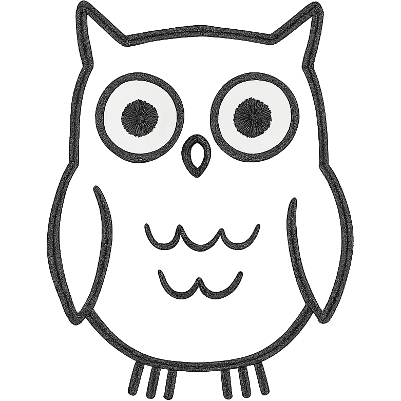 white owl, stylized minimal icon emoji