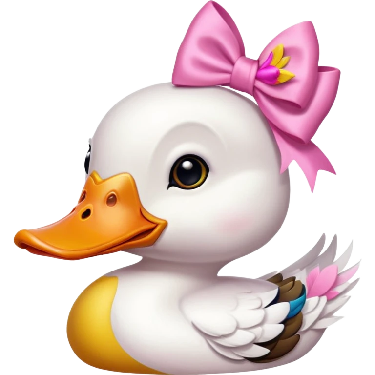 A duck with a pink bow on its head emoji