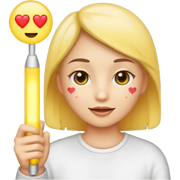 a person emoji with heart eyes holding light stick emoji