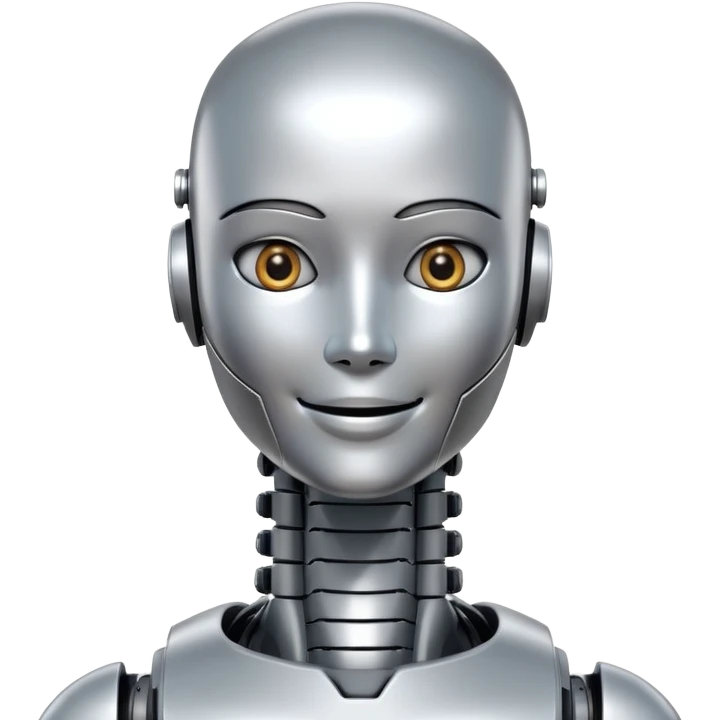 smiling Humanoid robot, face + neck emoji