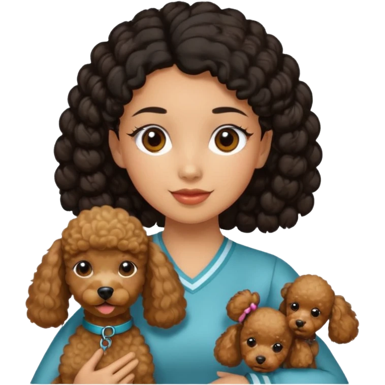 Brown poodle with tie up black hair girl say thank you emoji