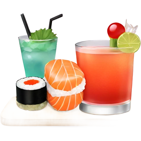 Sushi and cocktail emoji