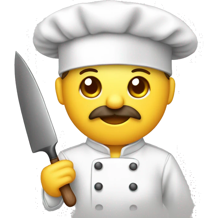 Gorro blanco de chef con cuchillo, tenedor y cuchara emoji