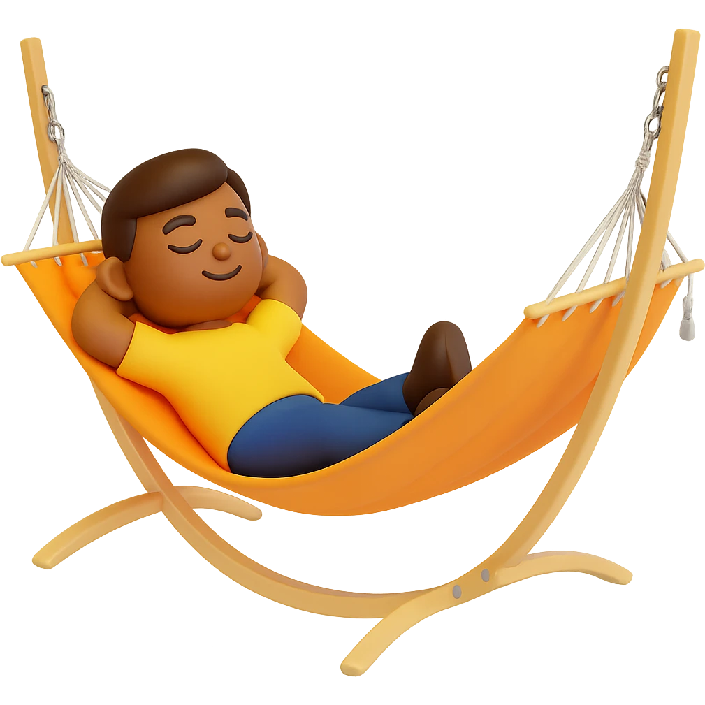 Add a person relaxing in the hammock in the style of 3D emoji (microsoft style 3d fluent emojis). Remove the background. emoji