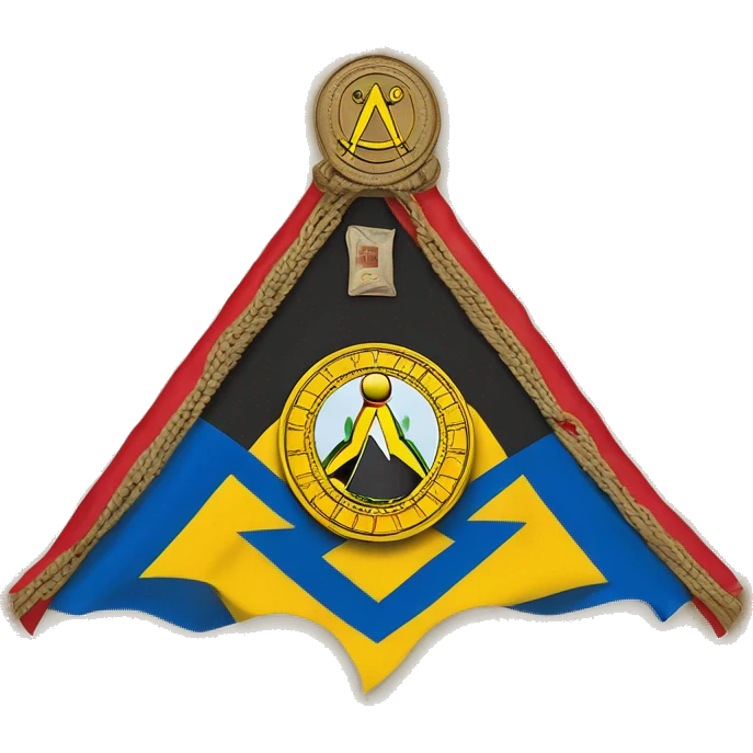 freemason square and compass all blu with letter G in center of square and compass togo and benin flag on the circle left benin and right Togo's small flag emoji