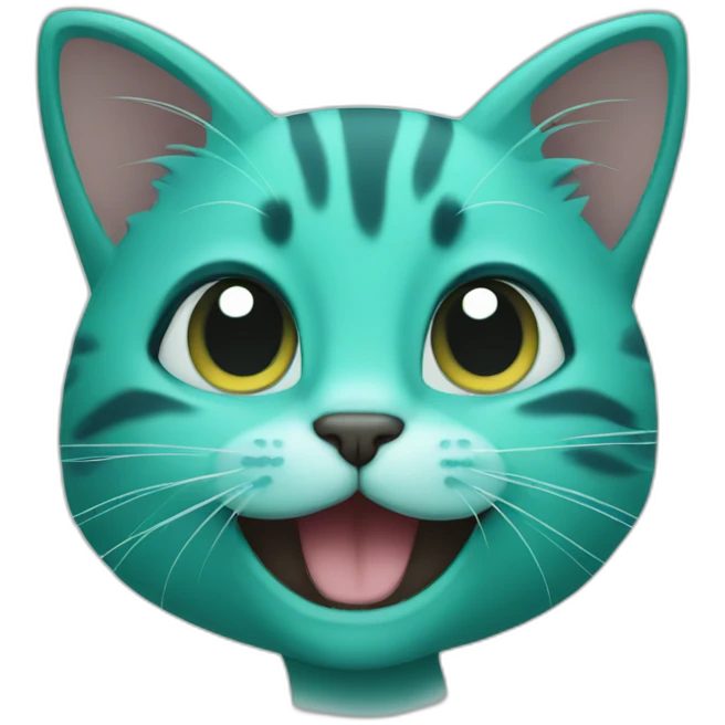 happy teal kitten face emoji