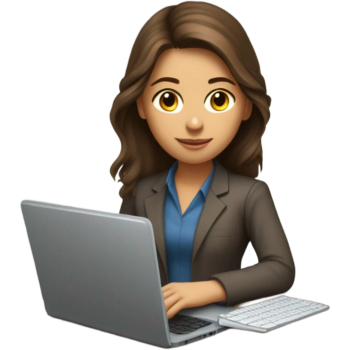 Medium length hair Brown girl, computer science intern with a laptop emoji