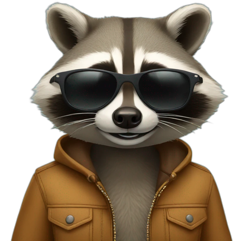 Raccoon with sunglasses emoji