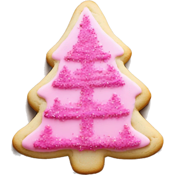Pink Christmas tree shaped sugar cookie emoji