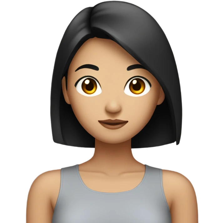 Tan Asian girl with short black straight hair emoji