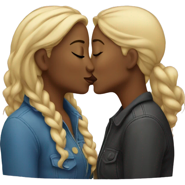 Two women smooching  emoji
