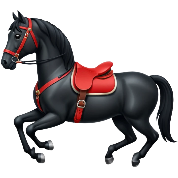 Black horse with red saddle  emoji