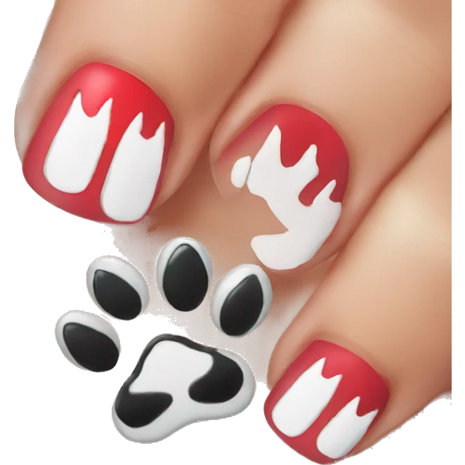 Red nails on cat paws emoji