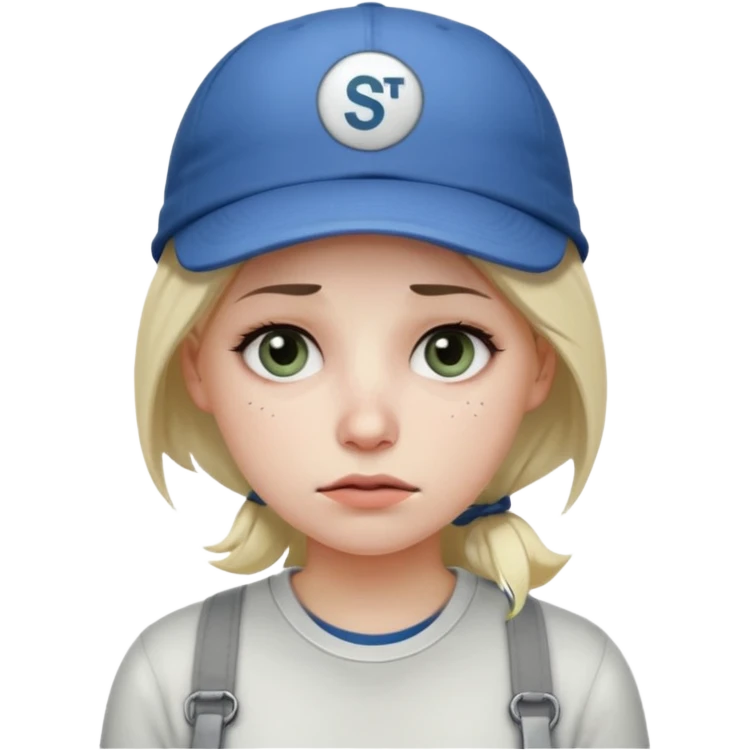 Female tech developer going back to work after christmas holidays, looking tired and wearing a cap that says "SVT" emoji
