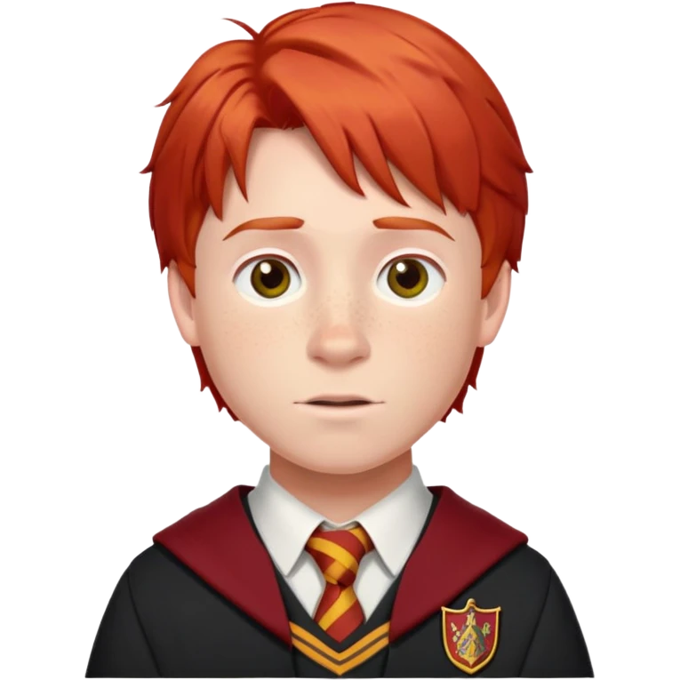 Ron Weasley with red hair, freckles, and Gryffindor school uniform emoji